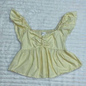Butter Yellow Ruffled Women's Babydoll Top